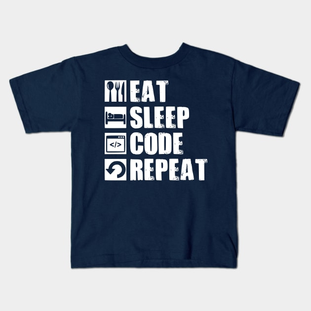 Eat Sleep Code Geek Computer Science Programmer Kids T-Shirt by Humorable